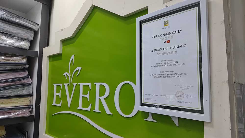 Giấy chứng nhận đại lý chính thức Everon